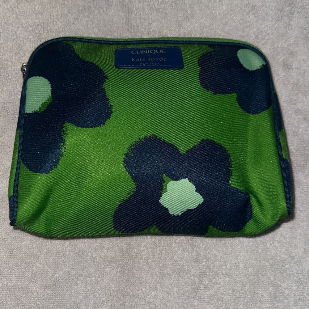 Kate Spade + Clinique Green Floral Makeup Bag